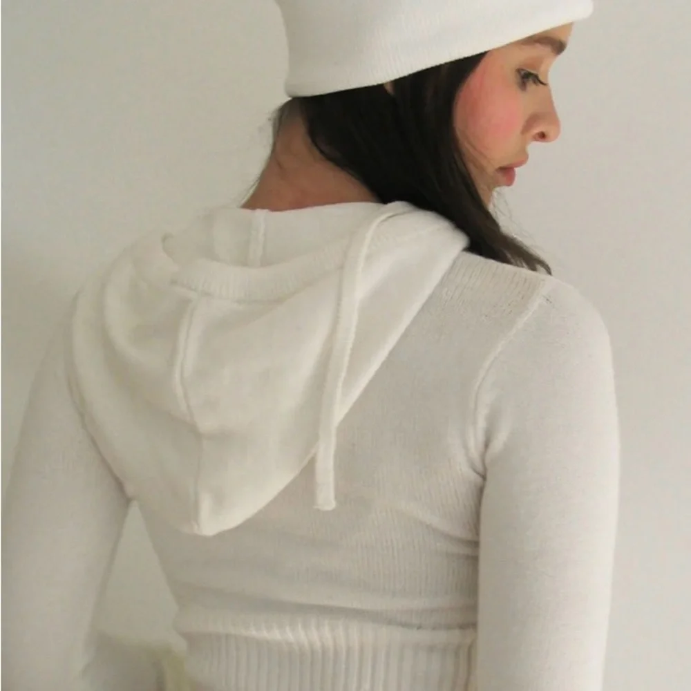 Frankie’s bikinis white cloud knit zip up hoodie - Picture 4 of 13
